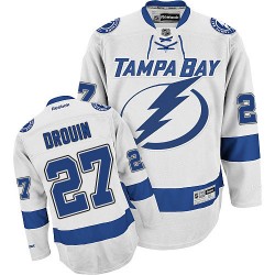 Adult Authentic Tampa Bay Lightning Jonathan Drouin White Away Official Reebok Jersey