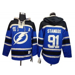 Tampa Bay Lightning Steven Stamkos Official Blue Old Time Hockey Premier Adult Sawyer Hooded Sweatshirt Jersey