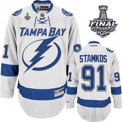 Youth Premier Tampa Bay Lightning Steven Stamkos White Away 2015 Stanley Cup Official Reebok Jersey