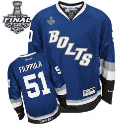 Adult Premier Tampa Bay Lightning Valtteri Filppula Royal Blue Third 2015 Stanley Cup Official Reebok Jersey