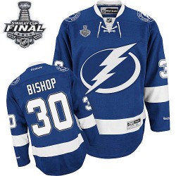 Adult Premier Tampa Bay Lightning Ben Bishop Royal Blue Home 2015 Stanley Cup Official Reebok Jersey