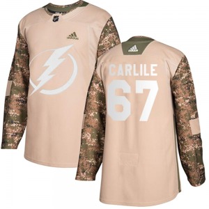 Adult Authentic Tampa Bay Lightning Declan Carlile Camo Veterans Day Practice Official Adidas Jersey
