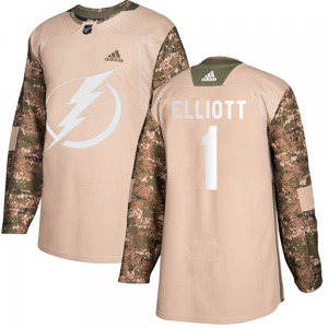 Adult Authentic Tampa Bay Lightning Brian Elliott Camo Veterans Day Practice Official Adidas Jersey