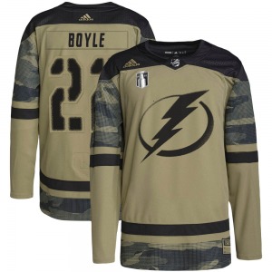 Youth Authentic Tampa Bay Lightning Dan Boyle Camo Military Appreciation Practice 2022 Stanley Cup Final Official Adidas Jersey