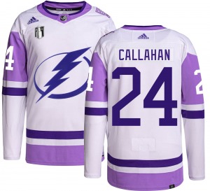 Adult Authentic Tampa Bay Lightning Ryan Callahan Hockey Fights Cancer 2022 Stanley Cup Final Official Adidas Jersey