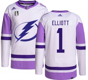 Adult Authentic Tampa Bay Lightning Brian Elliott Hockey Fights Cancer 2022 Stanley Cup Final Official Adidas Jersey