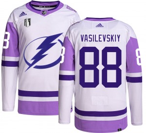 Adult Authentic Tampa Bay Lightning Andrei Vasilevskiy Hockey Fights Cancer 2022 Stanley Cup Final Official Adidas Jersey