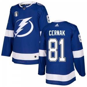 Adult Authentic Tampa Bay Lightning Erik Cernak Blue Home 2022 Stanley Cup Final Official Adidas Jersey