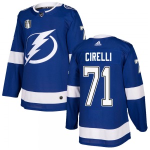 Adult Authentic Tampa Bay Lightning Anthony Cirelli Blue Home 2022 Stanley Cup Final Official Adidas Jersey