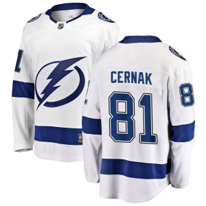 Adult Breakaway Tampa Bay Lightning Erik Cernak White Away Official Fanatics Branded Jersey