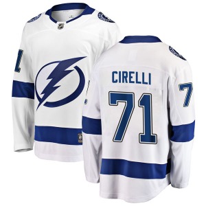 Adult Breakaway Tampa Bay Lightning Anthony Cirelli White Away Official Fanatics Branded Jersey
