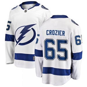 Adult Breakaway Tampa Bay Lightning Maxwell Crozier White Away Official Fanatics Branded Jersey