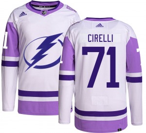 Adult Authentic Tampa Bay Lightning Anthony Cirelli Hockey Fights Cancer Official Adidas Jersey