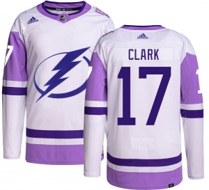 Adult Authentic Tampa Bay Lightning Wendel Clark Hockey Fights Cancer Official Adidas Jersey