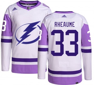 Adult Authentic Tampa Bay Lightning Manon Rheaume Hockey Fights Cancer Official Adidas Jersey