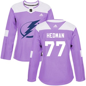 Women's Authentic Tampa Bay Lightning Victor Hedman Purple Fights Cancer Practice Official Adidas Jersey
