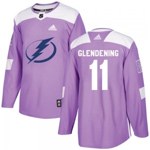 Adult Authentic Tampa Bay Lightning Luke Glendening Purple Fights Cancer Practice Official Adidas Jersey