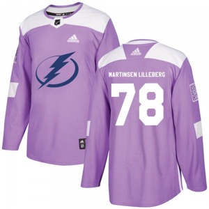 Adult Authentic Tampa Bay Lightning Emil Martinsen Lilleberg Purple Fights Cancer Practice Official Adidas Jersey
