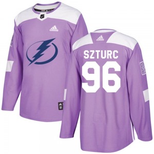 Adult Authentic Tampa Bay Lightning Gabriel Szturc Purple Fights Cancer Practice Official Adidas Jersey