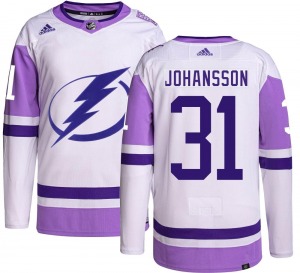 Youth Authentic Tampa Bay Lightning Jonas Johansson Hockey Fights Cancer Official Adidas Jersey