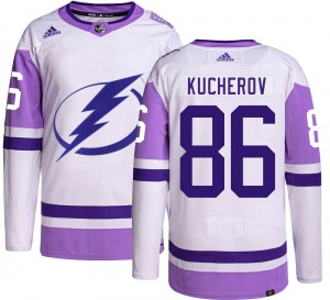 Youth Authentic Tampa Bay Lightning Nikita Kucherov Hockey Fights Cancer Official Adidas Jersey