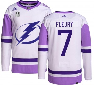 Youth Authentic Tampa Bay Lightning Haydn Fleury Hockey Fights Cancer 2022 Stanley Cup Final Official Adidas Jersey