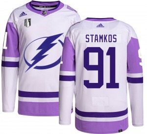 Youth Authentic Tampa Bay Lightning Steven Stamkos Hockey Fights Cancer 2022 Stanley Cup Final Official Adidas Jersey