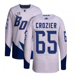 Youth Authentic Tampa Bay Lightning Maxwell Crozier White 2022 Stadium Series Primegreen 2022 Stanley Cup Final Official Adidas 