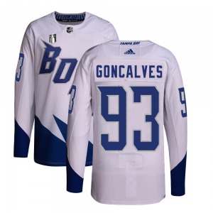 Youth Authentic Tampa Bay Lightning Gage Goncalves White 2022 Stadium Series Primegreen 2022 Stanley Cup Final Official Adidas J