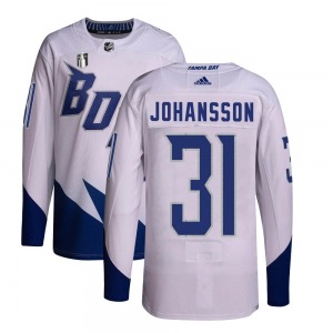 Youth Authentic Tampa Bay Lightning Jonas Johansson White 2022 Stadium Series Primegreen 2022 Stanley Cup Final Official Adidas 