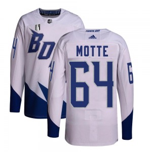Youth Authentic Tampa Bay Lightning Tyler Motte White 2022 Stadium Series Primegreen 2022 Stanley Cup Final Official Adidas Jers