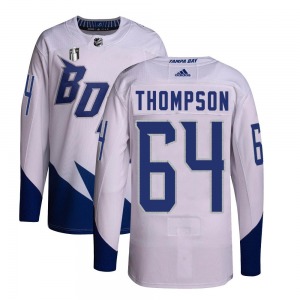 Youth Authentic Tampa Bay Lightning Jack Thompson White 2022 Stadium Series Primegreen 2022 Stanley Cup Final Official Adidas Je