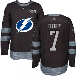Adult Authentic Tampa Bay Lightning Haydn Fleury Black 1917-2017 100th Anniversary Official Jersey