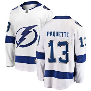 Youth Breakaway Tampa Bay Lightning Cedric Paquette White Away Official Fanatics Branded Jersey