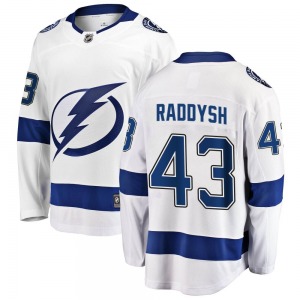 Youth Breakaway Tampa Bay Lightning Darren Raddysh White Away Official Fanatics Branded Jersey