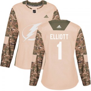 Women's Authentic Tampa Bay Lightning Brian Elliott Camo Veterans Day Practice Official Adidas Jersey