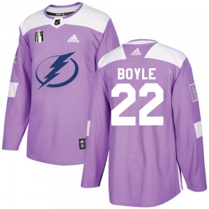 Adult Authentic Tampa Bay Lightning Dan Boyle Purple Fights Cancer Practice 2022 Stanley Cup Final Official Adidas Jersey