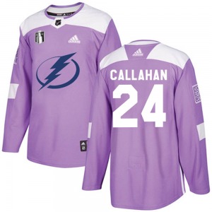 Adult Authentic Tampa Bay Lightning Ryan Callahan Purple Fights Cancer Practice 2022 Stanley Cup Final Official Adidas Jersey