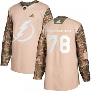Youth Authentic Tampa Bay Lightning Emil Martinsen Lilleberg Camo Veterans Day Practice Official Adidas Jersey
