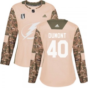 Women's Authentic Tampa Bay Lightning Gabriel Dumont Camo Veterans Day Practice 2022 Stanley Cup Final Official Adidas Jersey