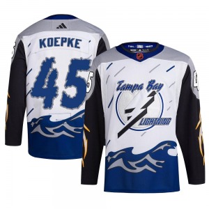 Adult Authentic Tampa Bay Lightning Cole Koepke White Reverse Retro 2.0 Official Adidas Jersey