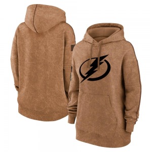 Women's Tampa Bay Lightning Brown 2023 Salute to Service Pullover Hoodie