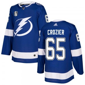 Youth Authentic Tampa Bay Lightning Maxwell Crozier Blue Home 2022 Stanley Cup Final Official Adidas Jersey