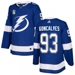 Youth Authentic Tampa Bay Lightning Gage Goncalves Blue Home 2022 Stanley Cup Final Official Adidas Jersey