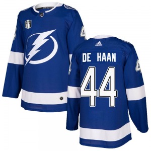 Youth Authentic Tampa Bay Lightning Calvin de Haan Blue Home 2022 Stanley Cup Final Official Adidas Jersey