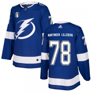 Youth Authentic Tampa Bay Lightning Emil Martinsen Lilleberg Blue Home 2022 Stanley Cup Final Official Adidas Jersey