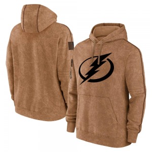 Adult Tampa Bay Lightning Brown 2023 Salute to Service Club Pullover Hoodie