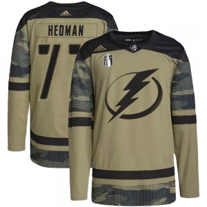 Adult Authentic Tampa Bay Lightning Victor Hedman Camo Military Appreciation Practice 2022 Stanley Cup Final Official Adidas Jer