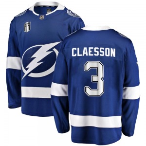 Adult Breakaway Tampa Bay Lightning Fredrik Claesson Blue Home 2022 Stanley Cup Final Official Fanatics Branded Jersey