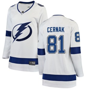 Women's Breakaway Tampa Bay Lightning Erik Cernak White Away Official Fanatics Branded Jersey